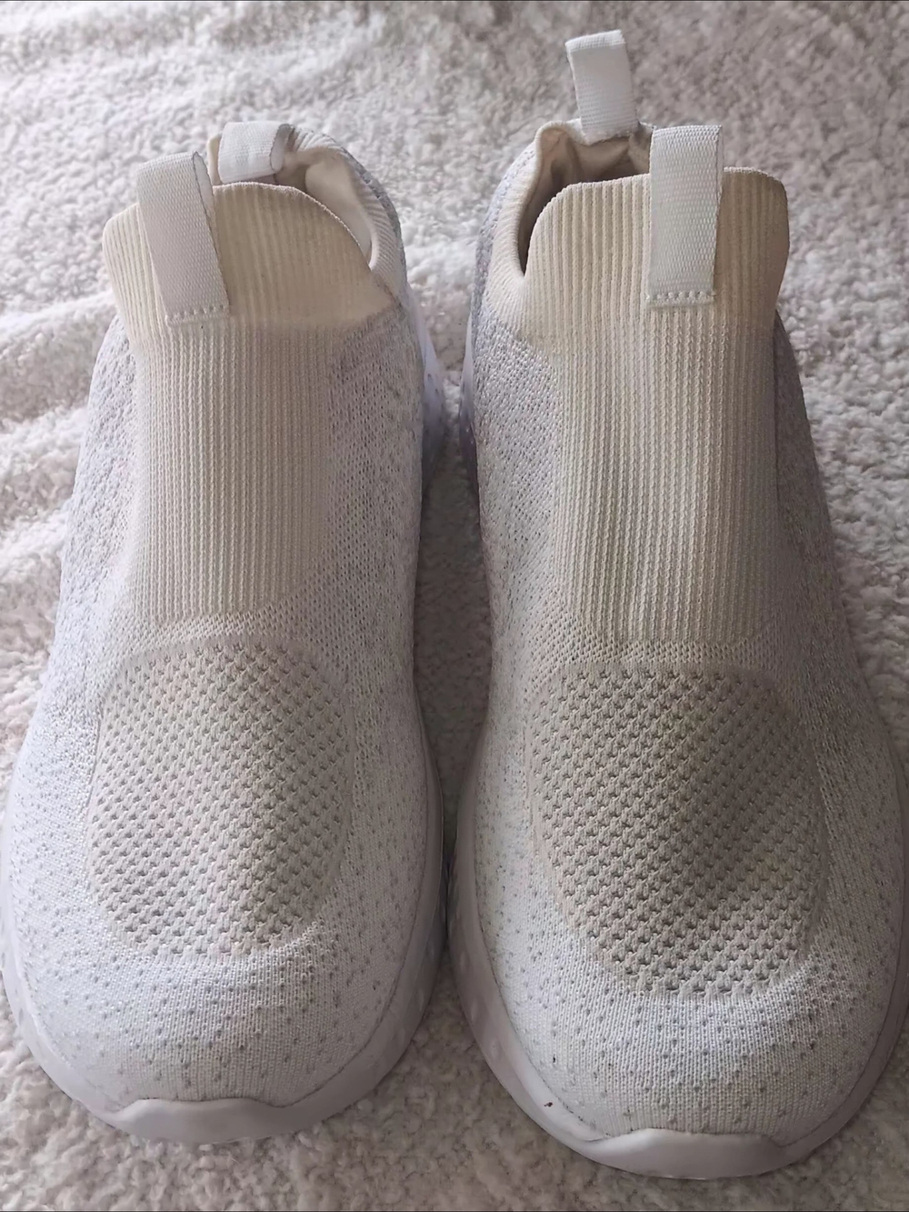Avia White Beige Slip-On Knit Sneakers 11W